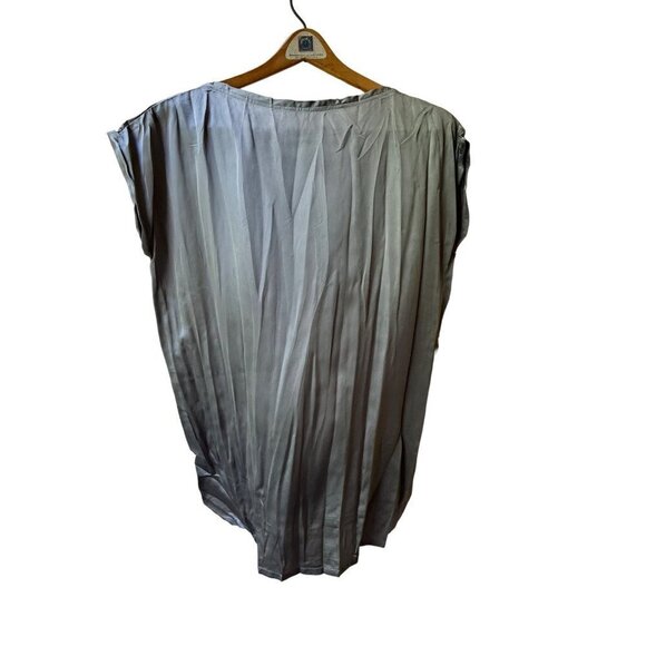 Uma Raquel Davidowicz Satin silver pewter pleated boatneck oversized tunic Small - Picture 3 of 14